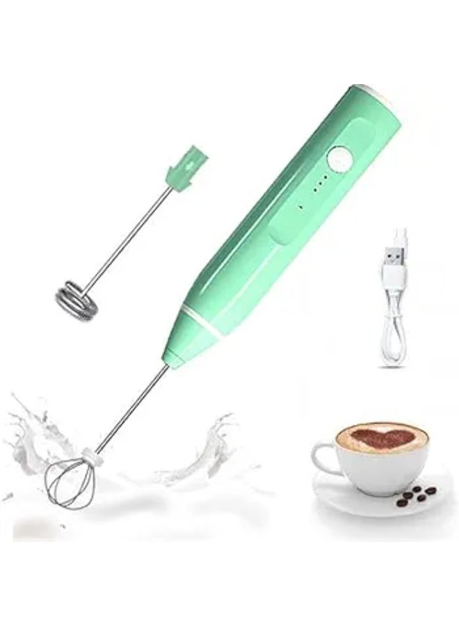 مضرب نسكافيه الاصدار الجديد موتور قوي شحن تايب سي لعمل فوم و رغوة حليب ٣ سرعات اللون اخضر فاتح - Image 1